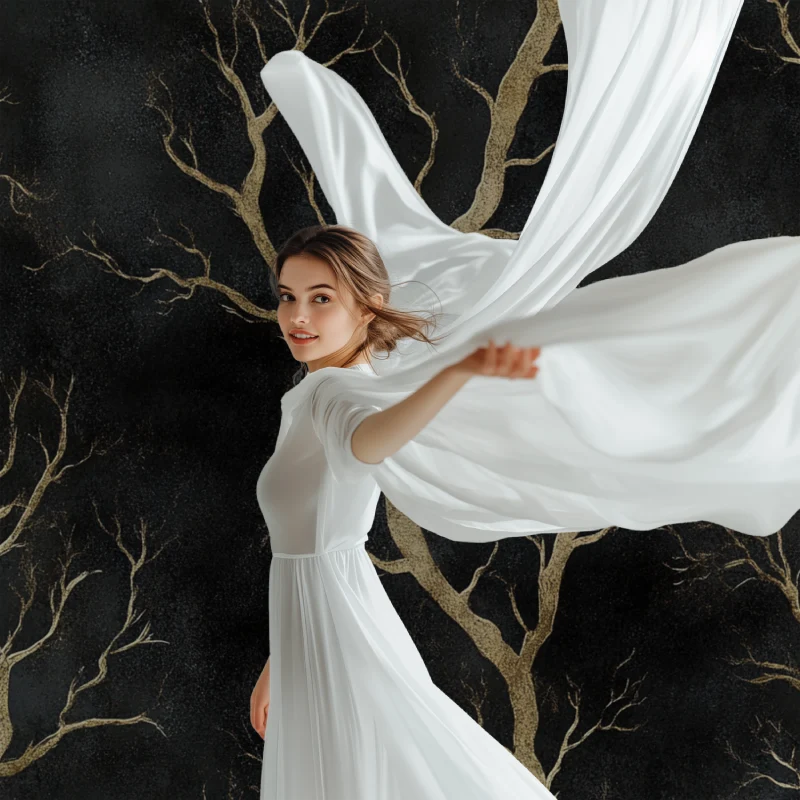 Baum Tapete | Schwarzes und goldenes Astdesign