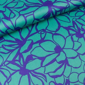 Baumwollsatin Webware Magnolia sea blue-lila Nerida Hansen