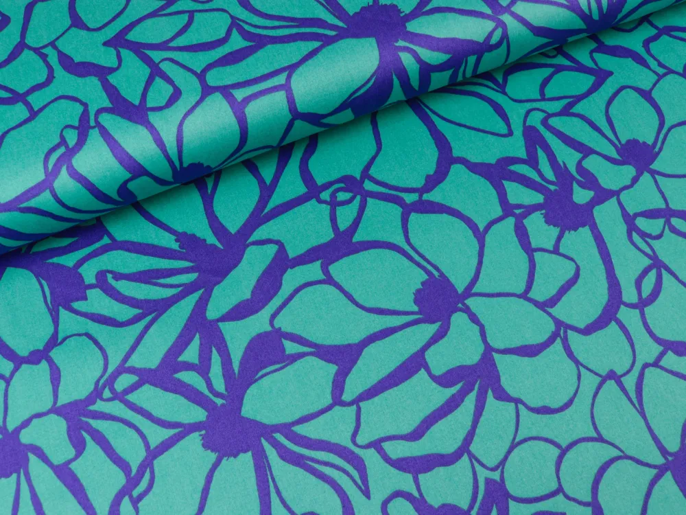 Baumwollsatin Webware Magnolia sea blue-lila Nerida Hansen