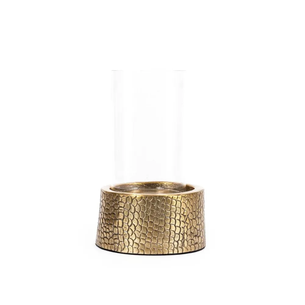Bazar Bizar - Kerzenhalter mit Glas 'Croco' (Messing, M)