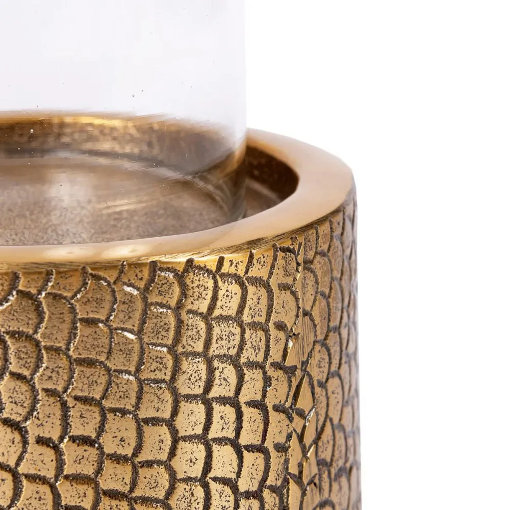 Bazar Bizar - Kerzenhalter mit Glas 'Croco' (Messing, M)