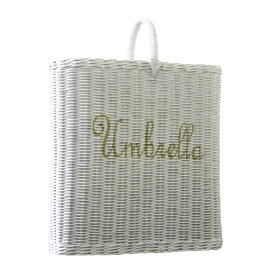 Best Style Living - Regenschirmkorb Rattan "Umbrella" White Regenschirmständer