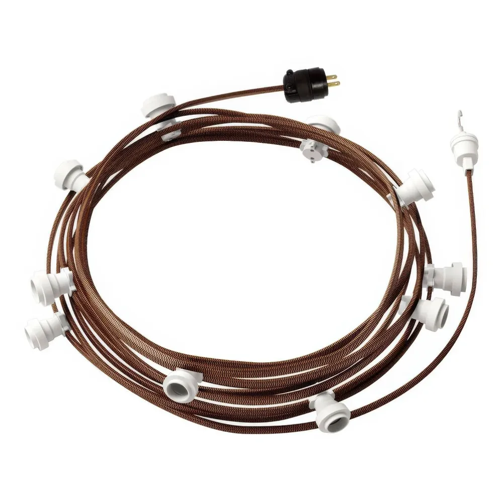 Betriebsfertige 40ft-Lichterkette mit 5 weißen Fassungen, Haken und Stecker – CZ22