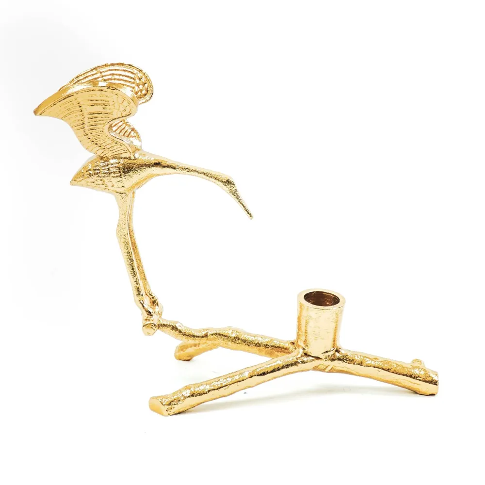 HV Bird Action Kerzenständer Gold (19x10x20cm)