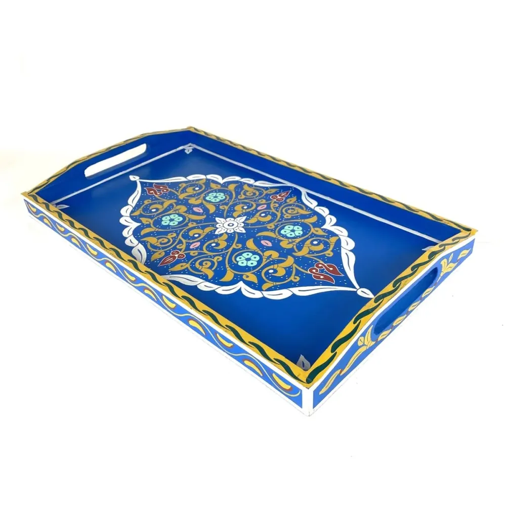 Blaues marokkanisches Teetablett 47x28