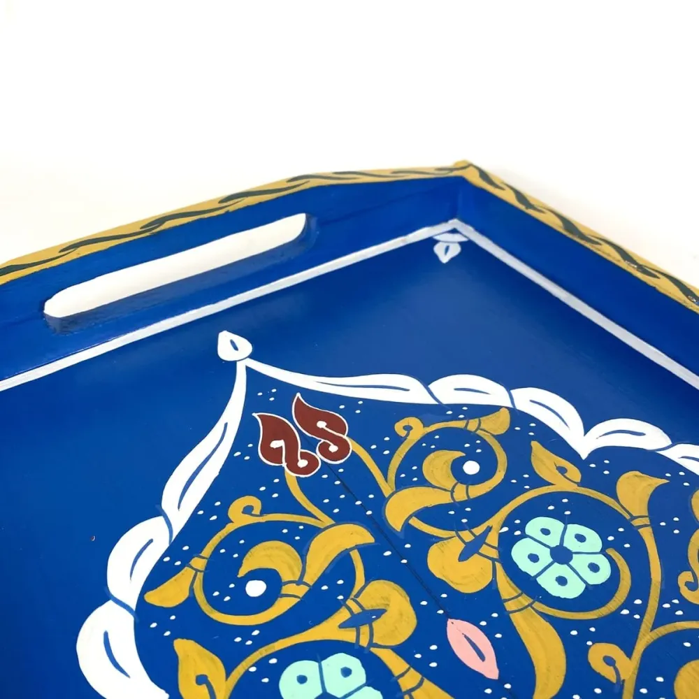 Blaues marokkanisches Teetablett 47x28