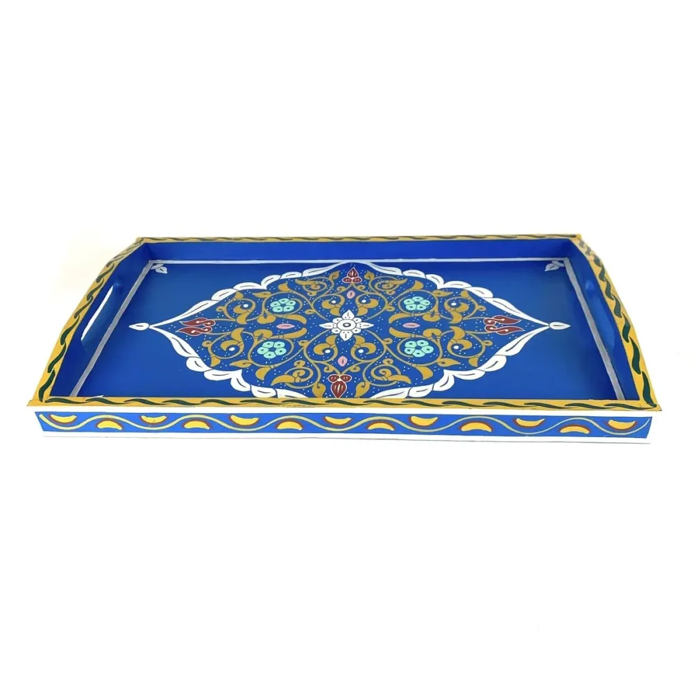 Blaues marokkanisches Teetablett 47x28