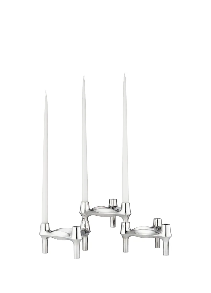 BMF Kerzenhalter 3er Set chrome Stoff Nagel