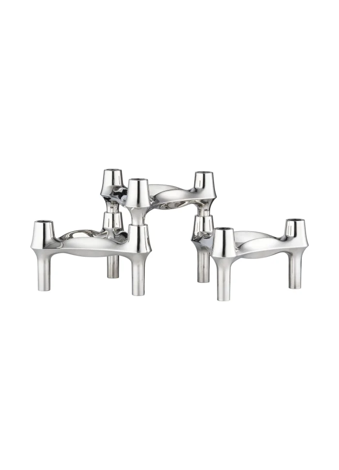 BMF Kerzenhalter 3er Set chrome Stoff Nagel