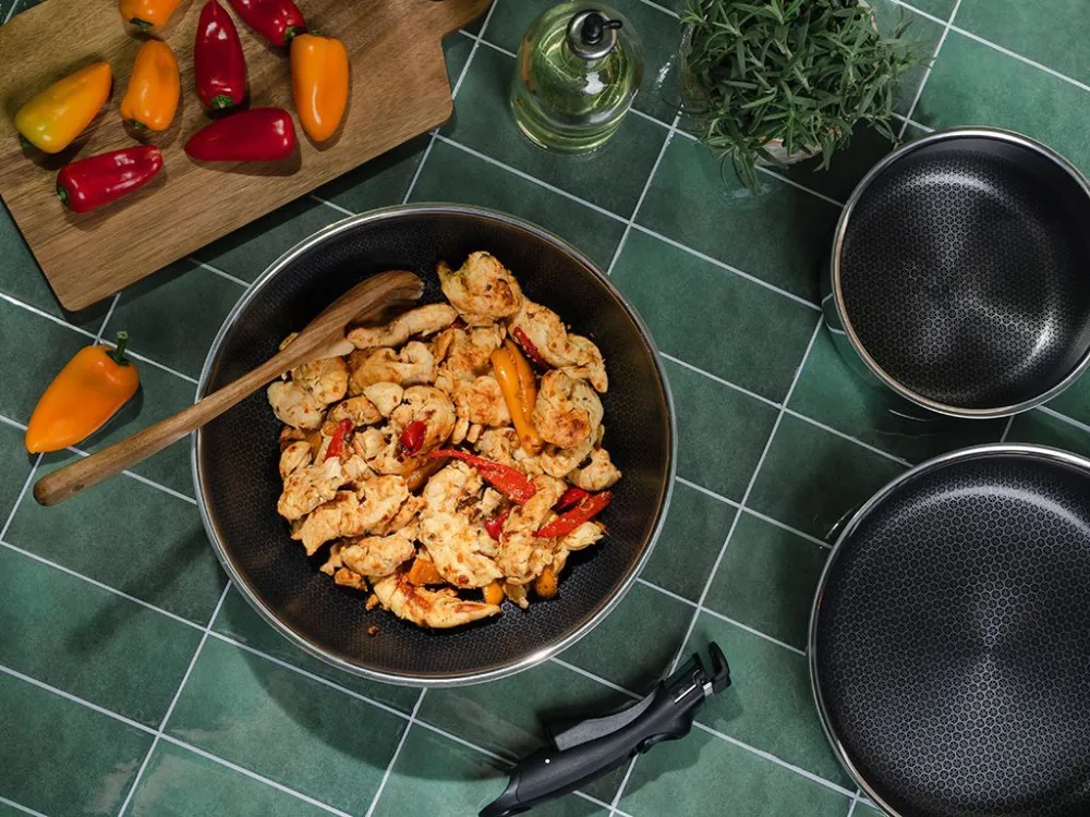 BRATPFANNEN-SET WOK MIT ABNEHMBAREM GRIFF – 2 STÜCK