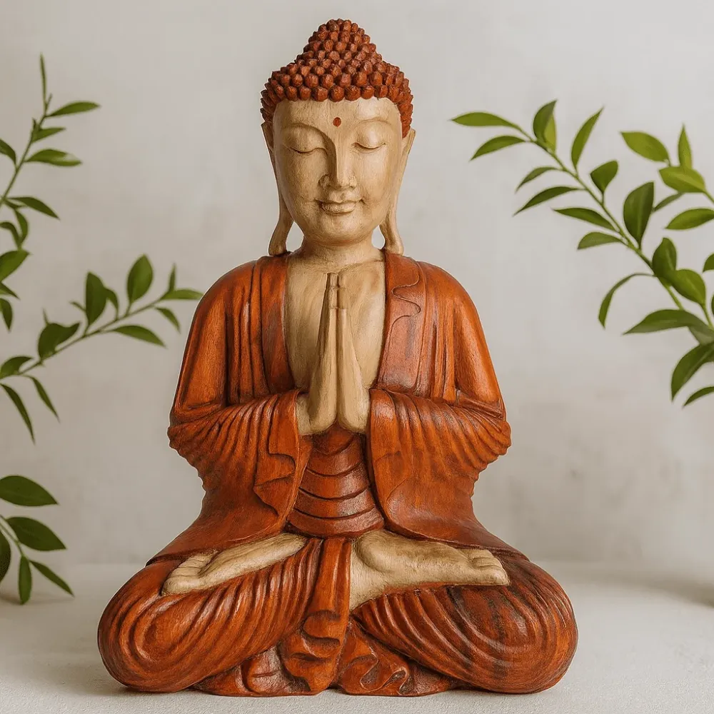 Buddha-Statue, handgeschnitzt aus Suar-Holz, 60 cm