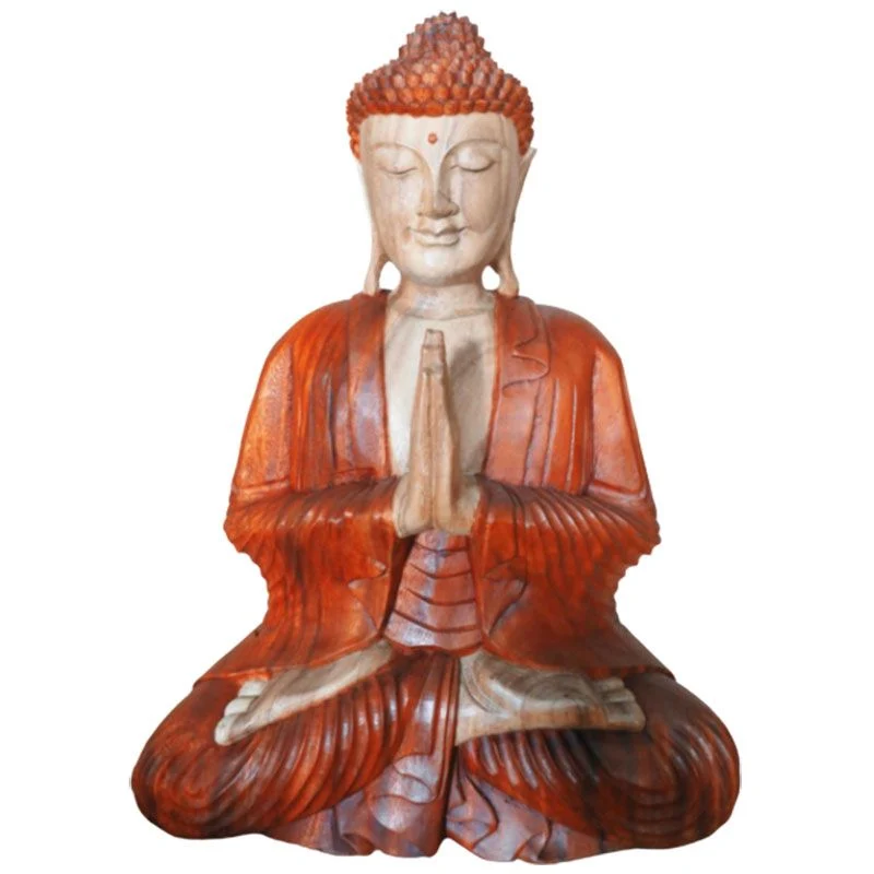 Buddha-Statue, handgeschnitzt aus Suar-Holz, 60 cm