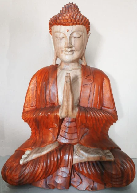 Buddha-Statue, handgeschnitzt aus Suar-Holz, 60 cm