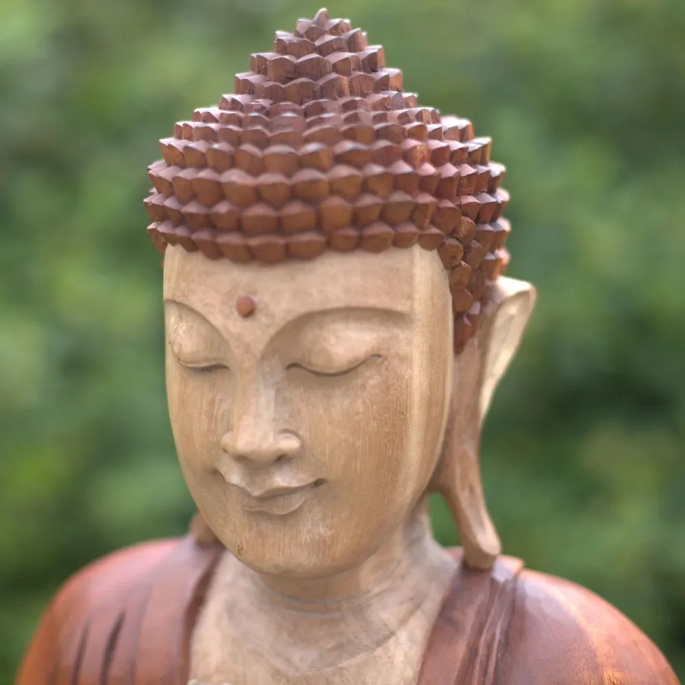 Buddha-Statue, handgeschnitzt aus Suar-Holz, 60 cm