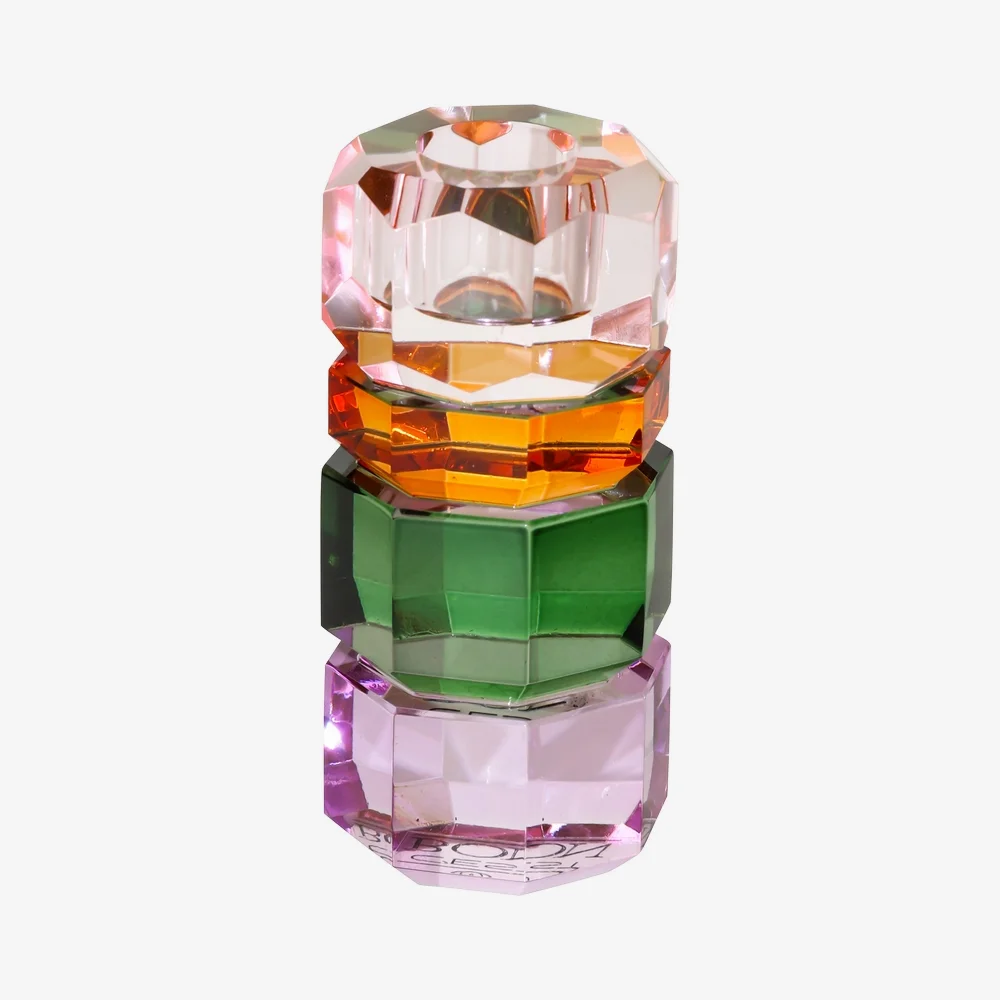 Candle holder / Kerzenständer / Kristallhalter / pink/bernstein/dunkelgrün/violett