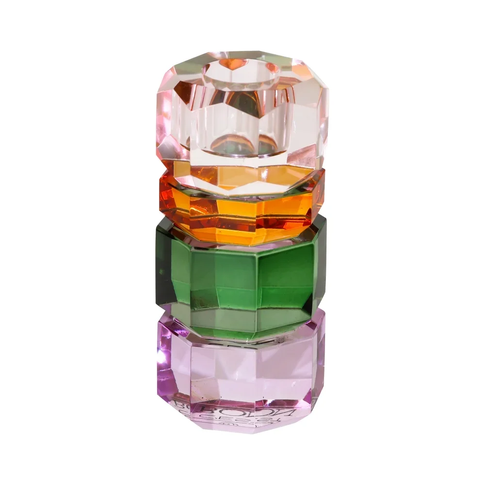 Candle holder / Kerzenständer / Kristallhalter / pink/bernstein/dunkelgrün/violett