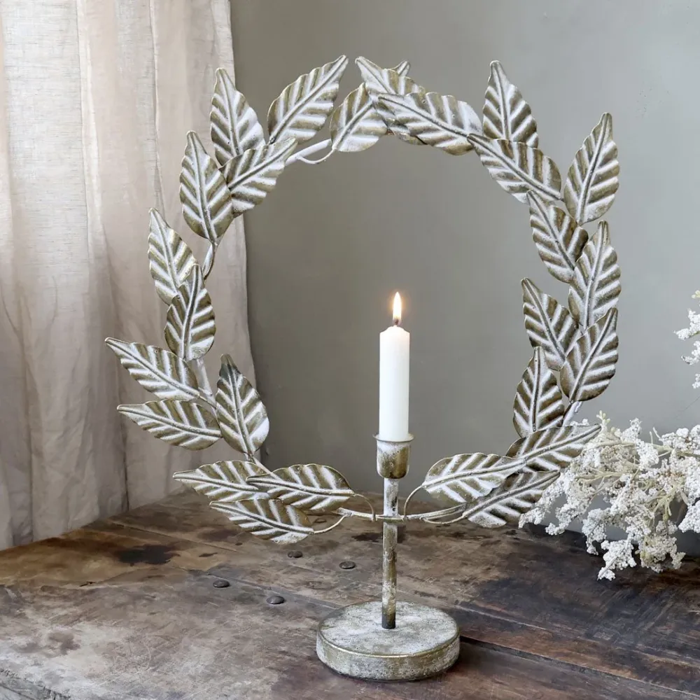 Chic Antique - Kerzenständer mit Blättern für Stabkerzen