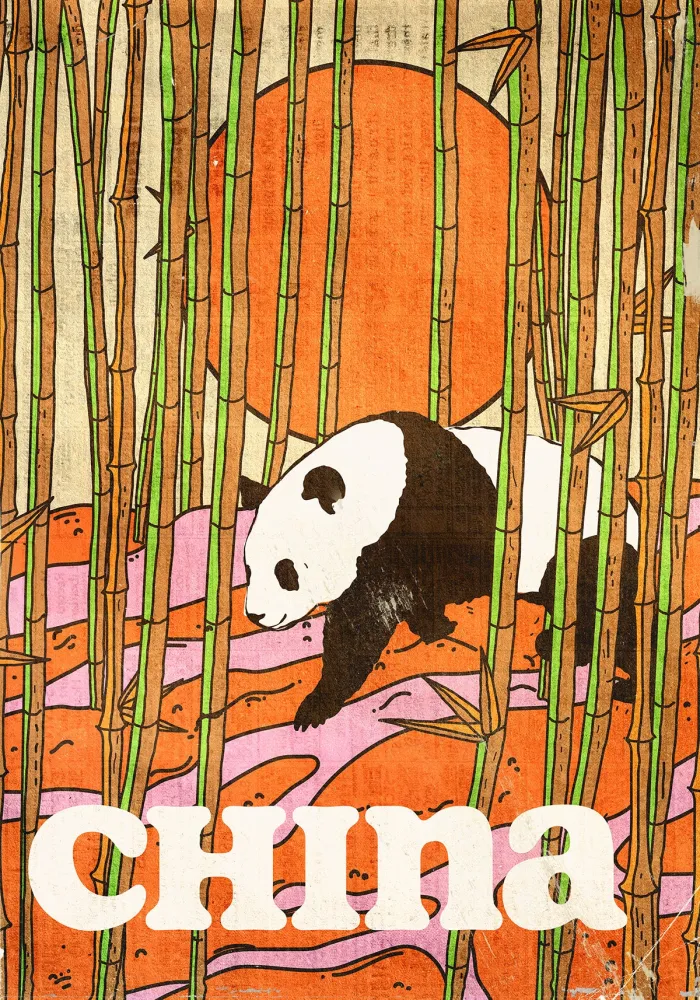 China Panda Vintage Travel Poster
