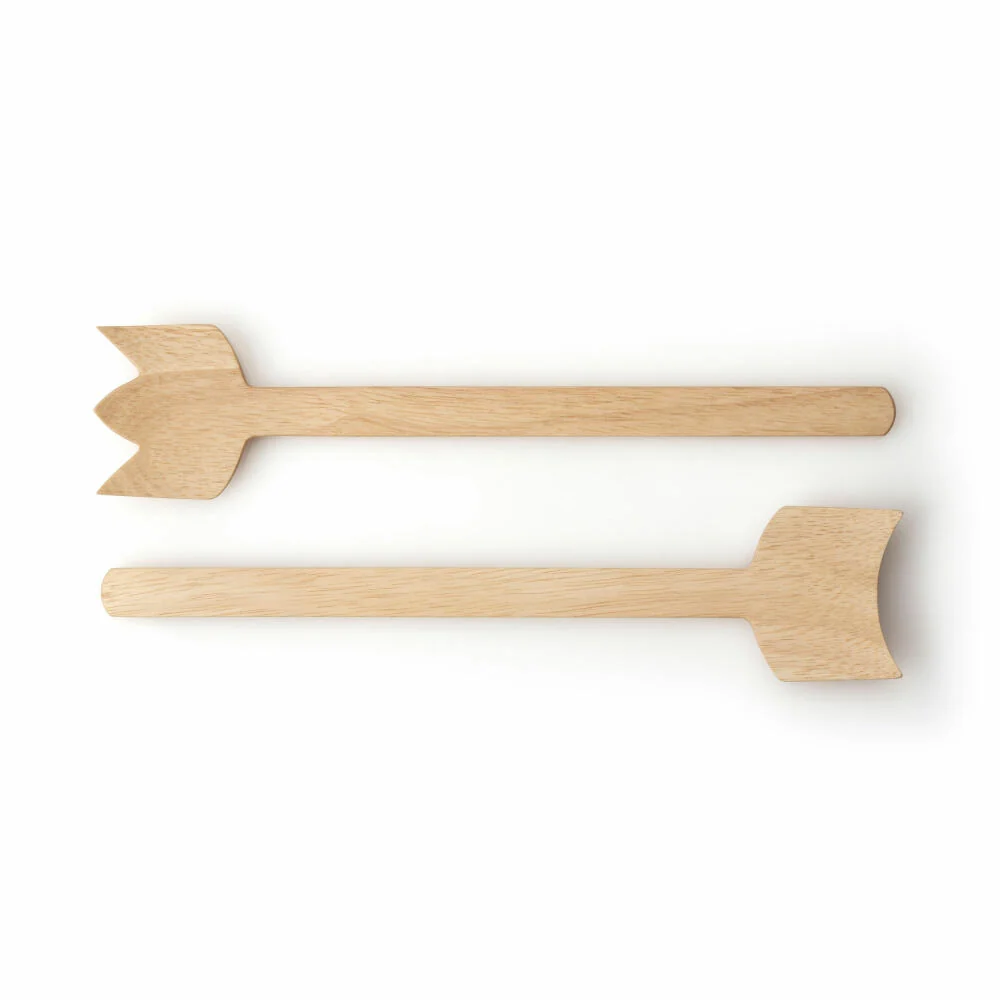 Continenta Salatbesteck Simple, 2-tlg., Salat Besteck, Salatgabel, Salatlöffel, Holzbesteck, Gummibaumholz, L 30 cm, 3229