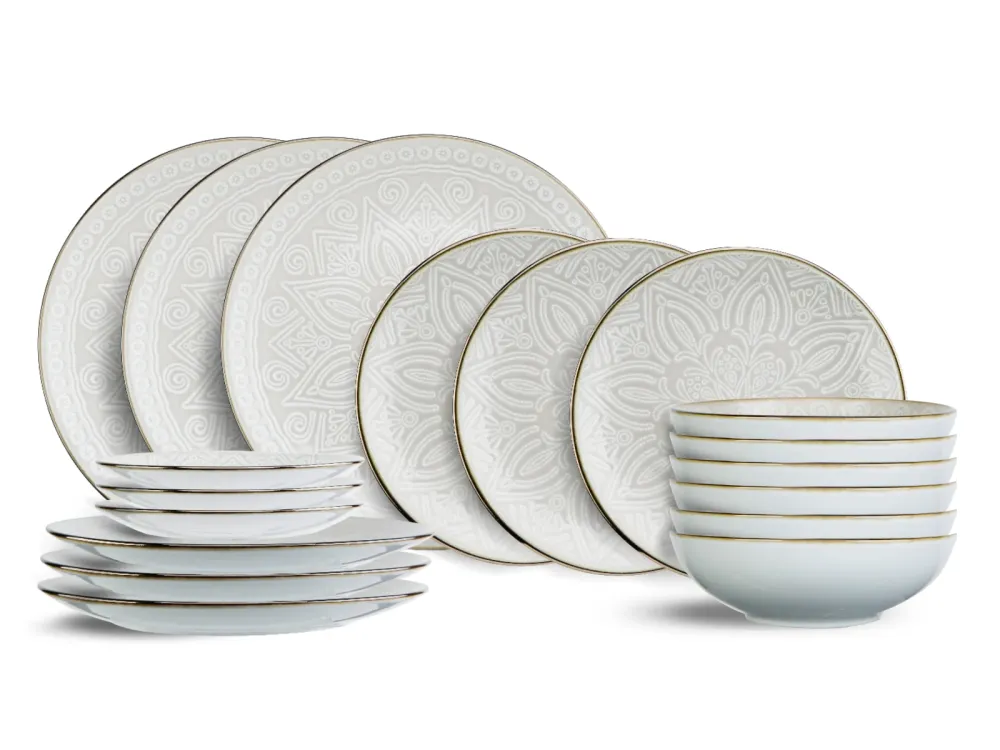 Cosy & Trendy Geschirrset Murano - 18-teilig / 6 Personen - 6 Speiseteller, 6 Frühstücksteller und 6 Suppenteller