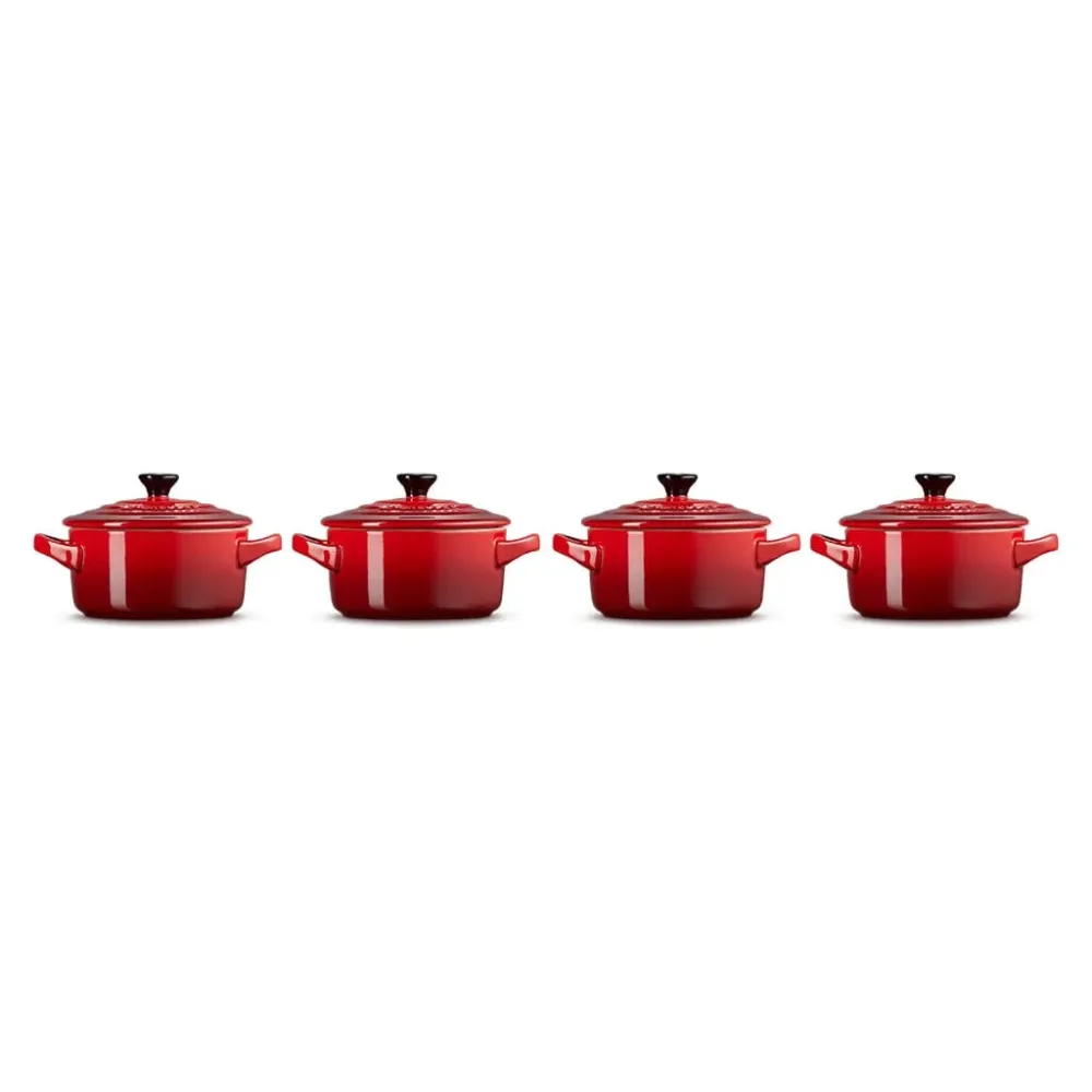 Le Creuset - 4er-Set Mini-Bratpfannen Kirschrot 10cm 0,25l