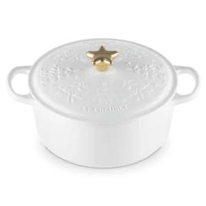 Le Creuset Schmortopf mit Weihnachtsbaum-Relief, weiß, Ø 24 cm / 4,2 l