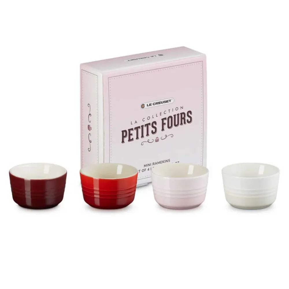 Le Creuset Set mit 4 Petit Fours Mini-Ramekins
