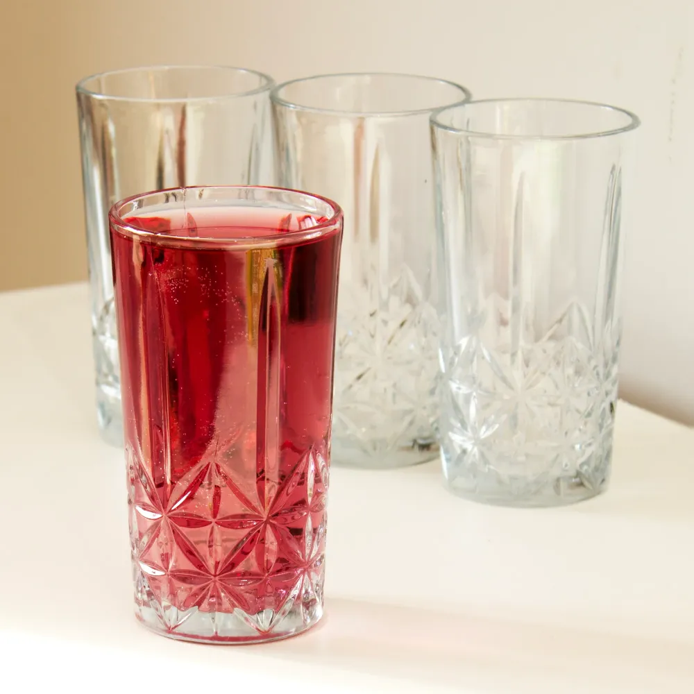 Set 4 Embossed Hi-Ball Tumbler Glasses Darthome Limited