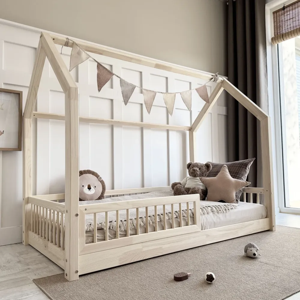 Design4kids Hausbett Sole Komfort - 190x90 Naturholz (1cm Füße)