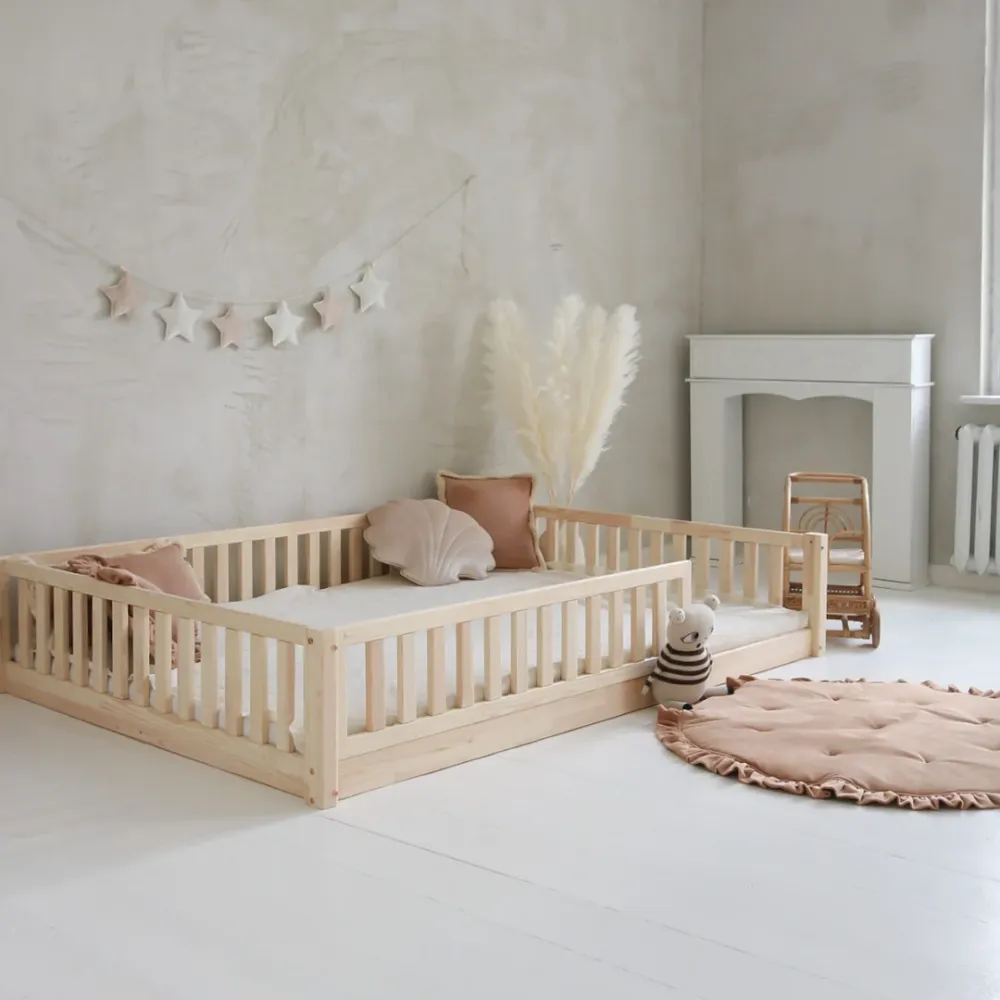 Design4kids Kinderbett Bino Komfort - 190x140 Naturholz (1cm Füße)