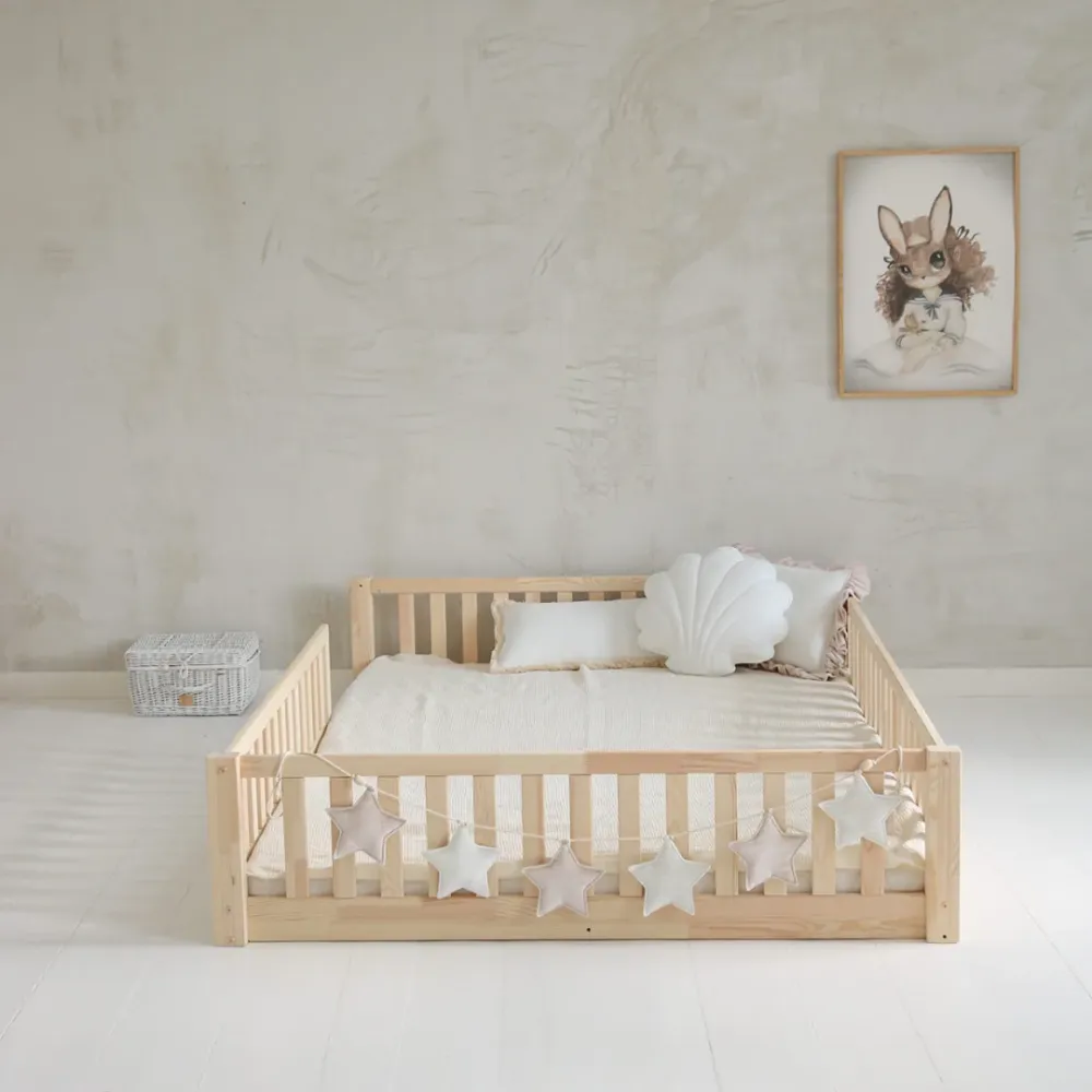 Design4kids Kinderbett Bino Komfort - 190x140 Naturholz (1cm Füße)