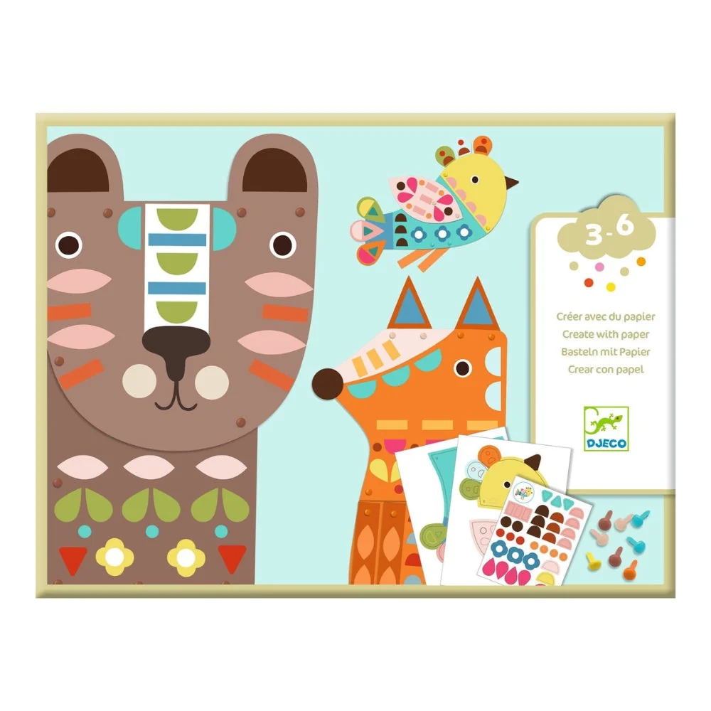 Djeco Kinder-Kunst-Set 3 Tier-Collagen