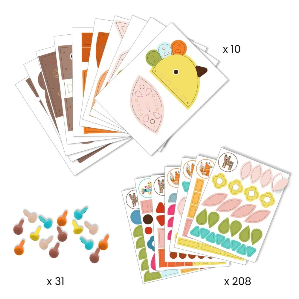 Djeco Kinder-Kunst-Set 3 Tier-Collagen