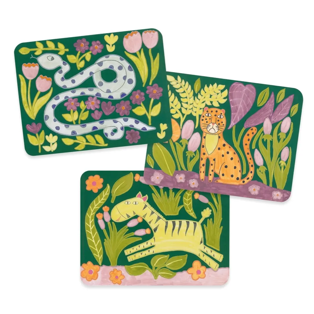 Djeco Kunstset für Kinder Malen mit Farbpalette Wilde Tiere