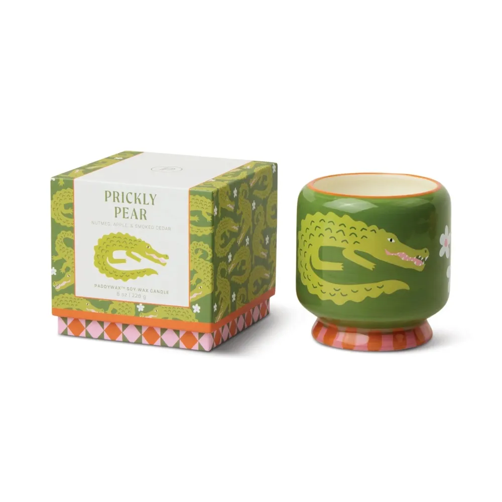 Dopo 8oz/226g Crocodile Ceramic Candle - Prickly Pear