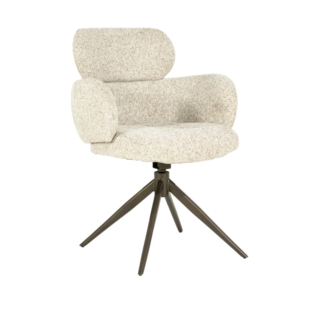 Drehstuhl DARCIO beige mit dunkelbraunem Fußteil