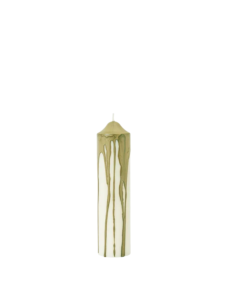 Dryp Pillar Candle - Small - Olive Green