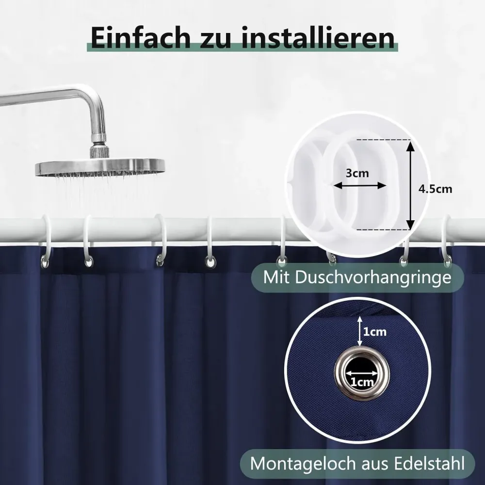 Duschvorhang 120x200 cm Dunkelblau Anti-schimmel PVC