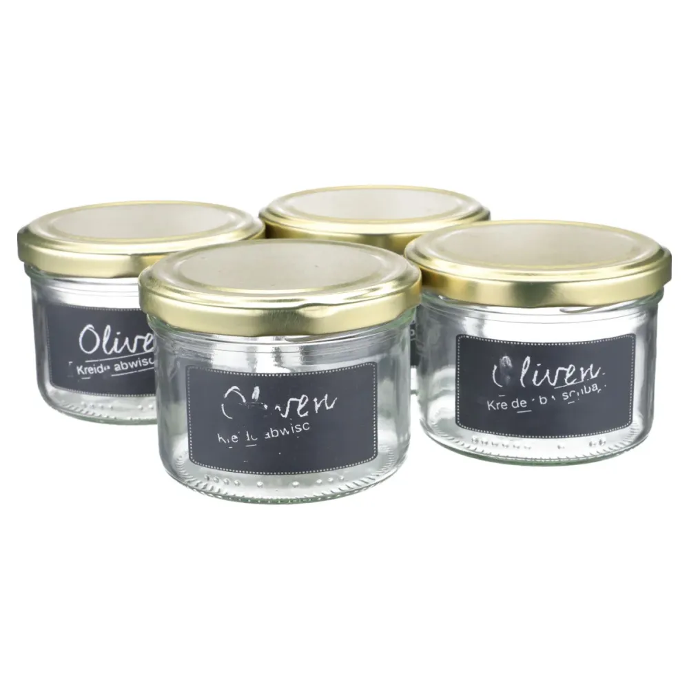 Einmachglas 4er Set Oliven mit Kreideschild klein