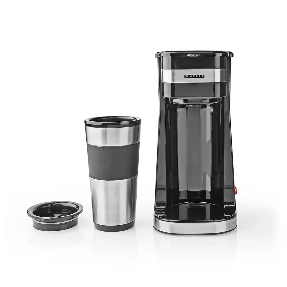 Einzelportions-Kaffeemaschine | 0,4 l | 750 W | Isolierter Reisebecher | Automatische Abschaltung | Schwarz