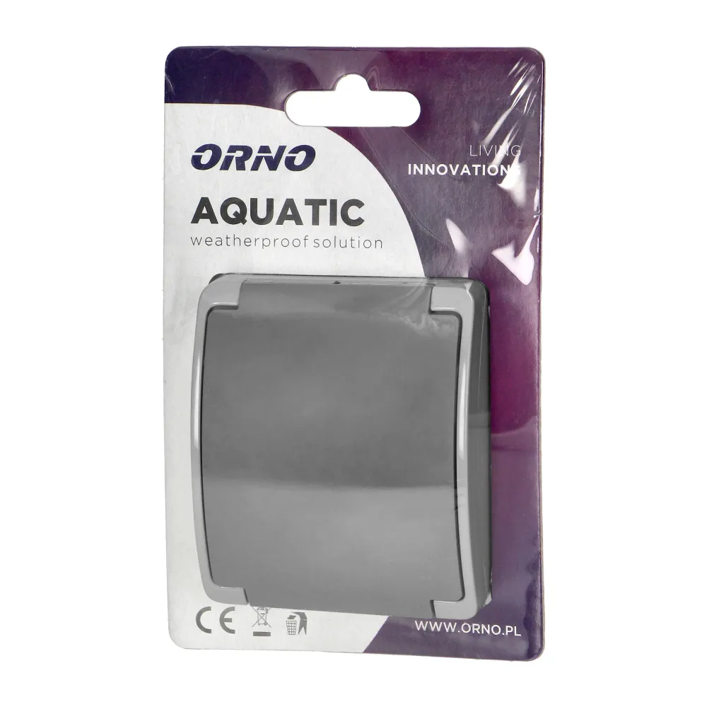 Einzelsteckdose aufputz 2P+Ed Schuko AQUATIC IP44 graphitgrau
