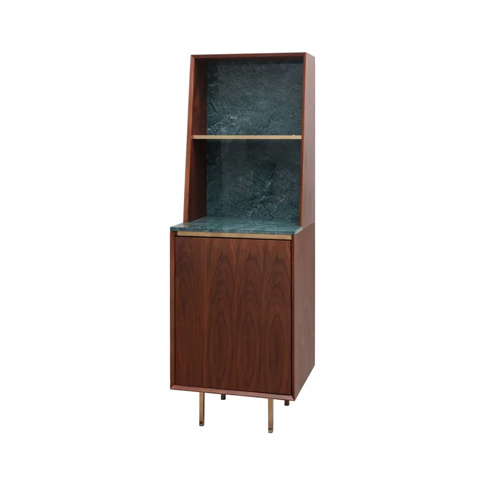Eleanor Weinkühlschrank 60x180cm - Walnussgrüner Marmor - Goldbein