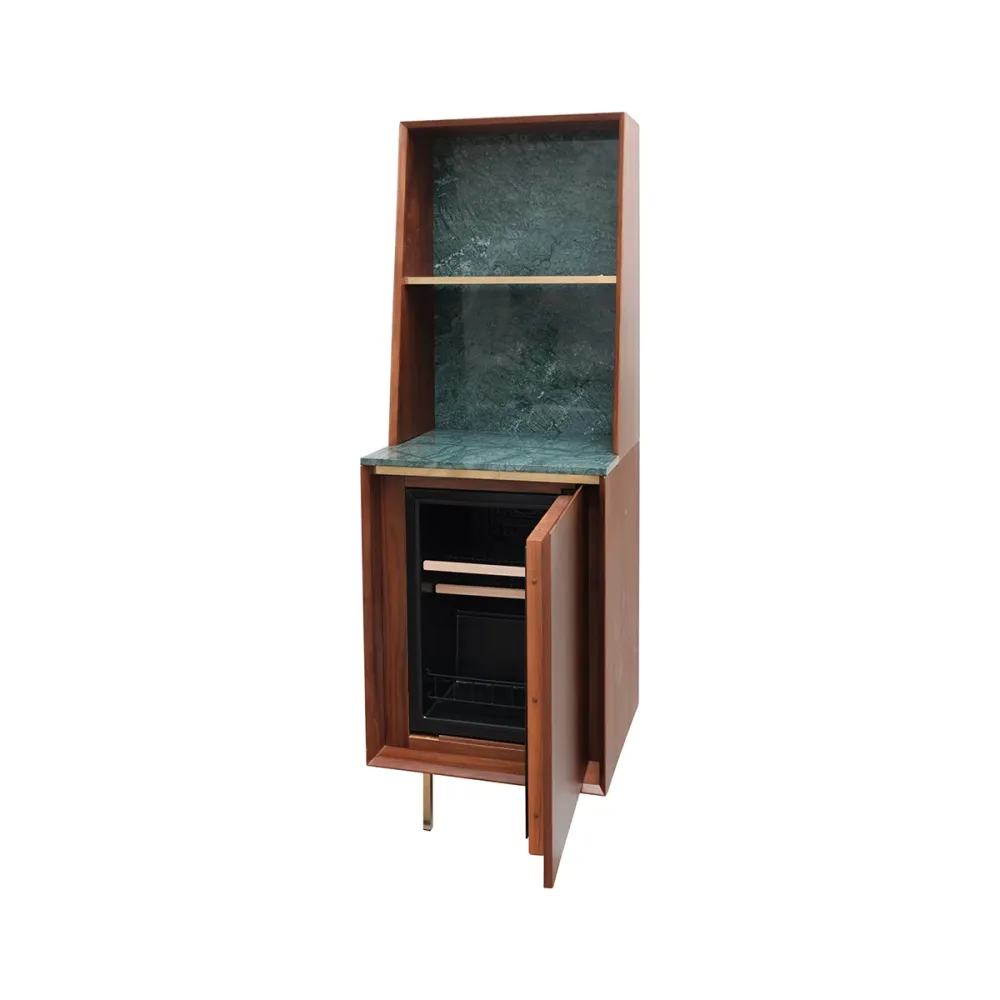 Eleanor Weinkühlschrank 60x180cm - Walnussgrüner Marmor - Goldbein