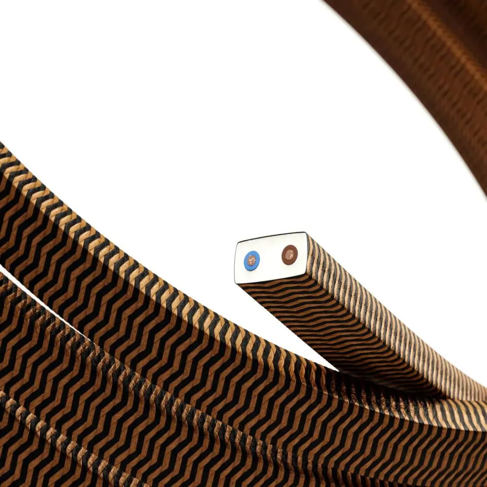 Elektrikkabel für Lichterkette, ummantelt mit ZigZag-Stoff Schwarz – Whiskey CZ22