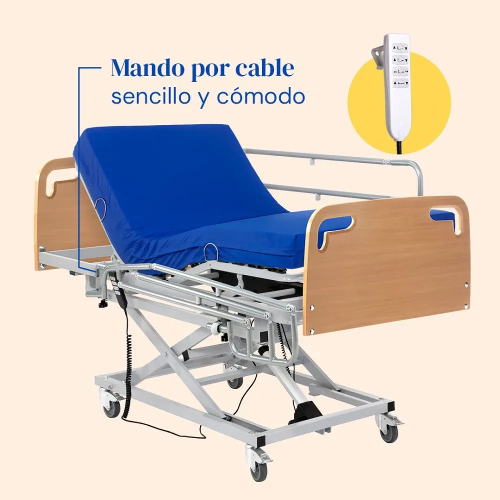 Elektrisch verstellbares Krankenhausbett mit Hubwagen, Seitengittern, viskoelastischer Matratze Professional V3 und Kopf-...