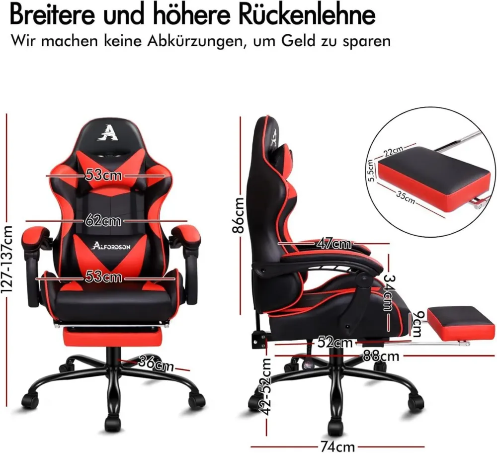 Ergonomischer Gaming-Stuhl mit Massage und