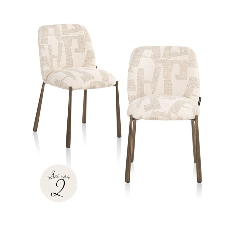 Esszimmerstühle Lana beige graffic (2er-Set) (Beige graffic)