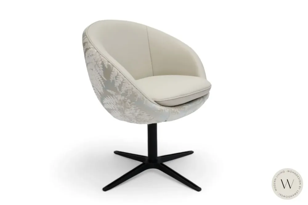 Esszimmerstuhl Modell 1291 Leder B / Designstoff / Metalldrehkreuz