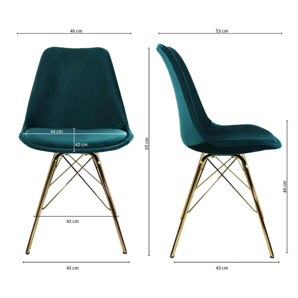 Esszimmerstuhl Velvet - Petrol & Gold