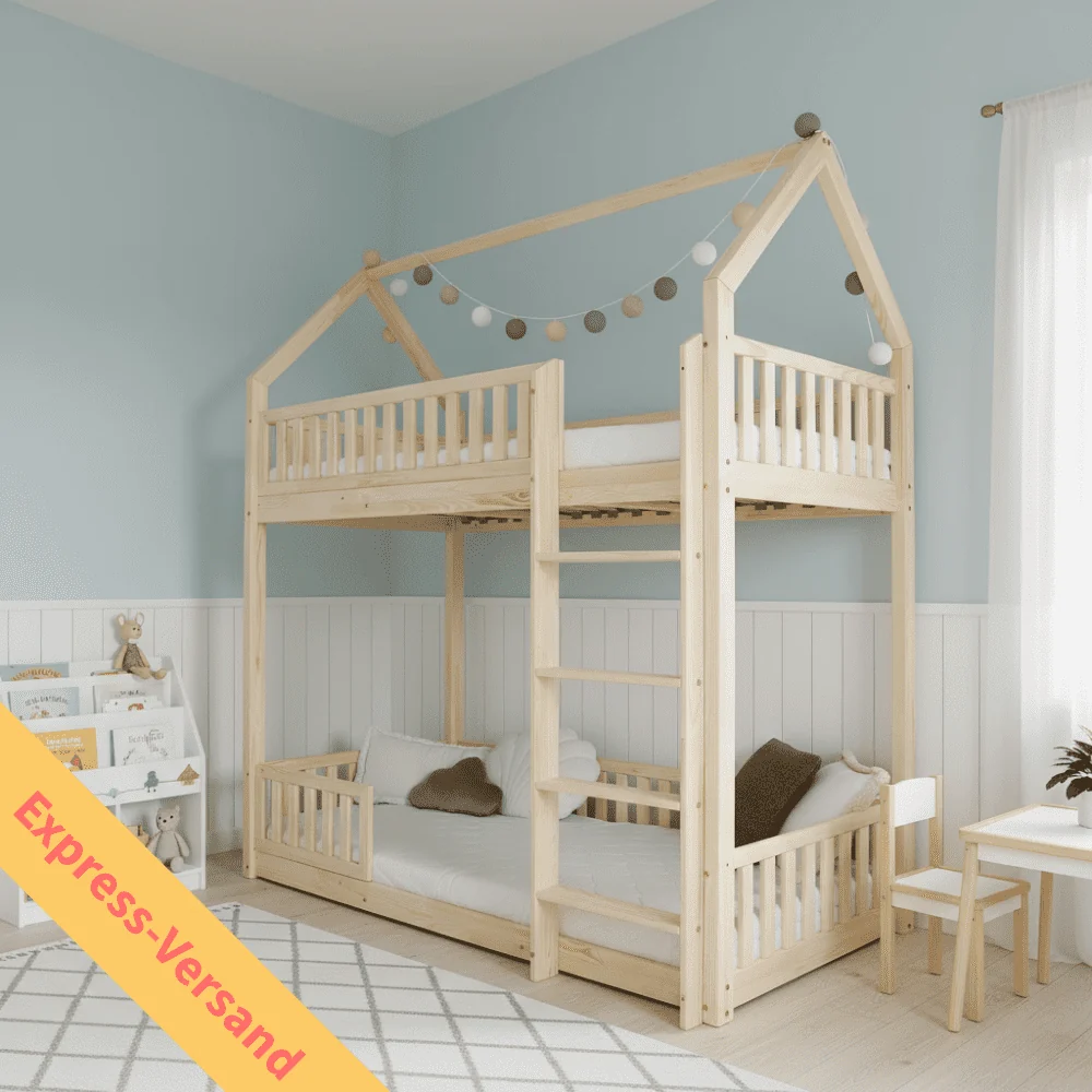 Express Kinder Etagenbett Bianco aus Holz, 90x190 cm
